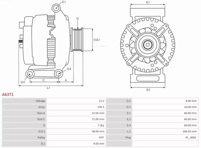 AS-PL ALTERNATOR A6371 