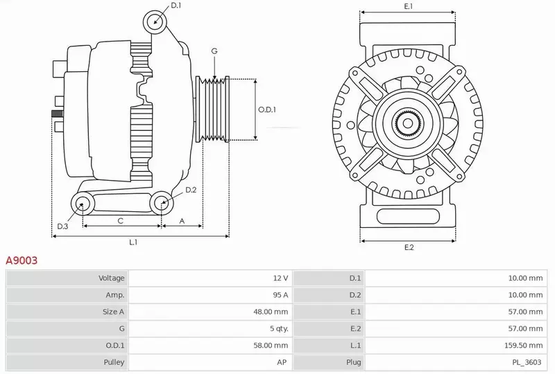 AS-PL ALTERNATOR A9003 