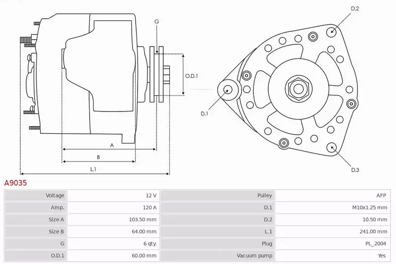 AS-PL ALTERNATOR A9035 