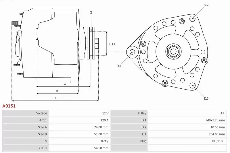 AS-PL ALTERNATOR A9151 