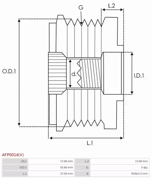 AS-PL KOŁO PASOWE ALTERNATORA AFP0014(V) 