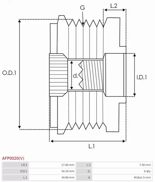 AS-PL KOŁO PASOWE ALTERNATORA AFP0020(V) 