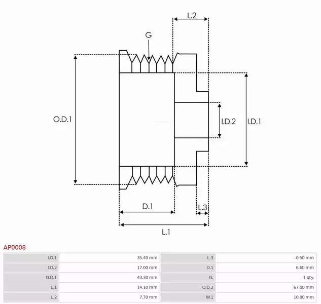 AS-PL KOŁO PASOWE ALTERNATORA AP0008 