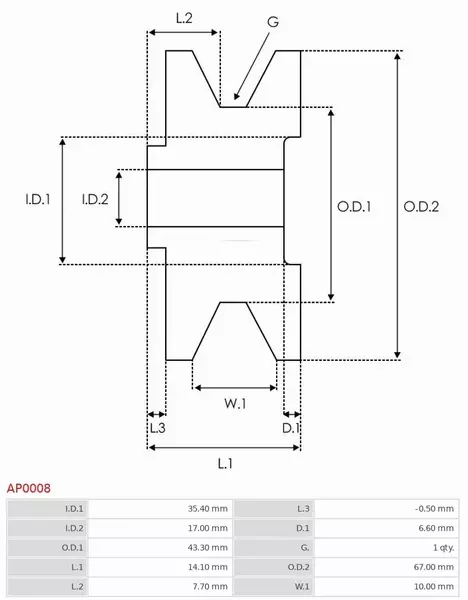 AS-PL KOŁO PASOWE ALTERNATORA AP0008 