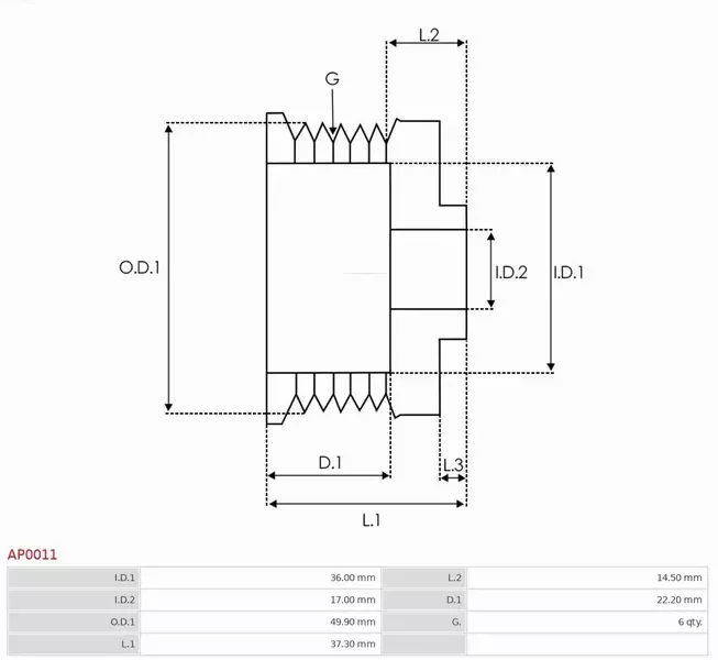 AS-PL KOŁO PASOWE ALTERNATORA AP0011 