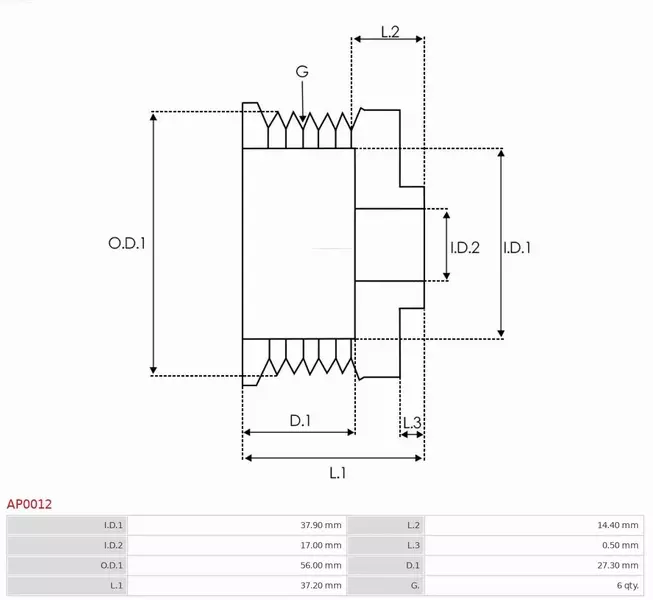 AS-PL KOŁO PASOWE ALTERNATORA AP0012 