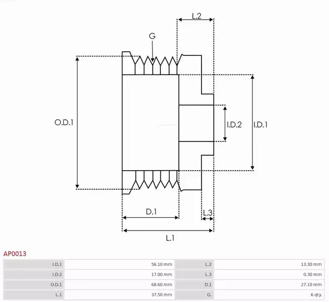 AS-PL KOŁO PASOWE ALTERNATORA AP0013 