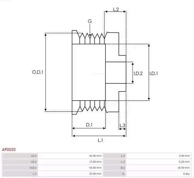 AS-PL KOŁO PASOWE ALTERNATORA AP0020 