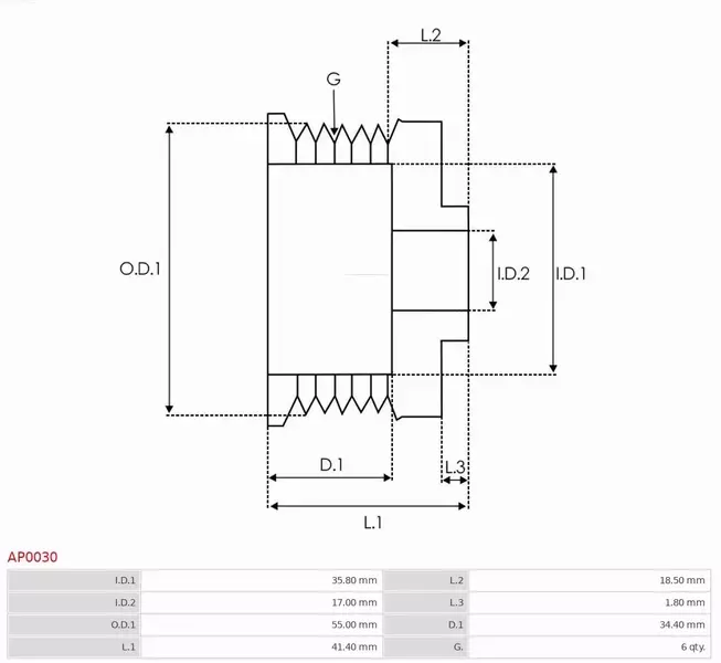 AS-PL KOŁO PASOWE ALTERNATORA AP0030 