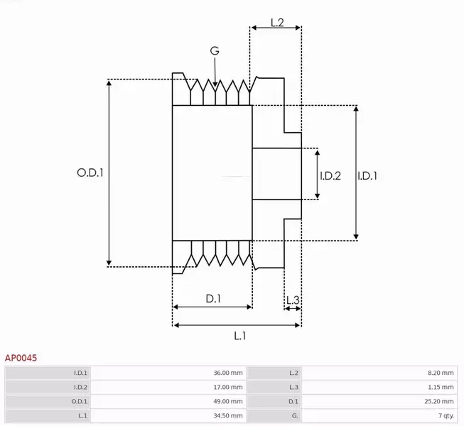 AS-PL KOŁO PASOWE ALTERNATORA AP0045 