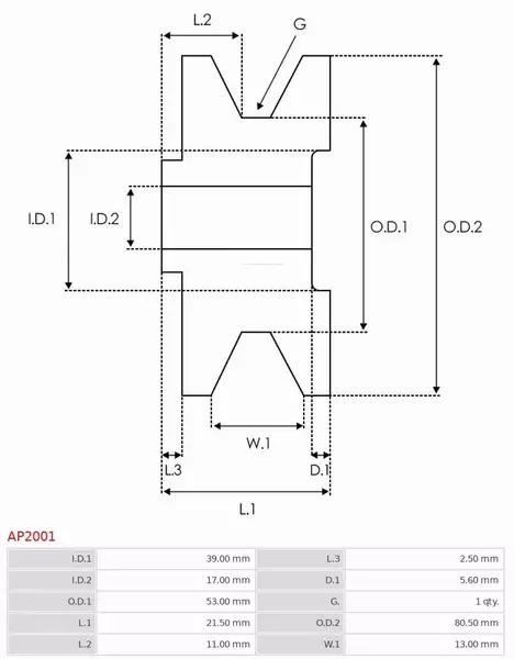 AS-PL KOŁO PASOWE ALTERNATORA AP2001 