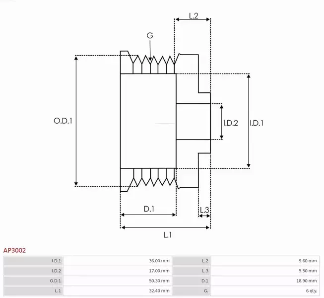 AS-PL KOŁO PASOWE ALTERNATORA AP3002 