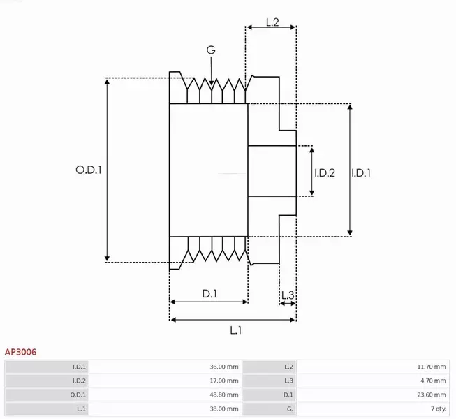 AS-PL KOŁO PASOWE ALTERNATORA AP3006 