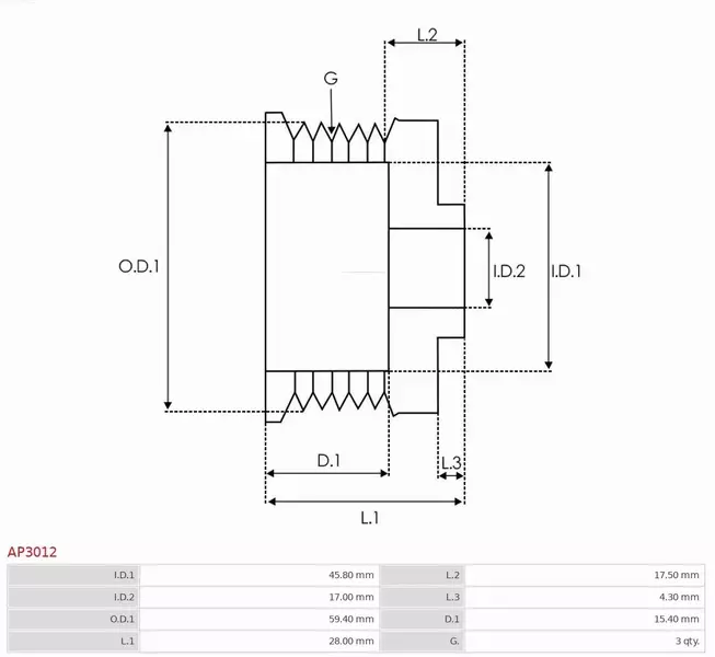 AS-PL KOŁO PASOWE ALTERNATORA AP3012 