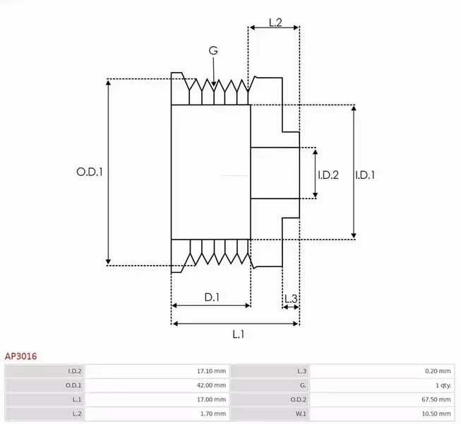 AS-PL KOŁO PASOWE ALTERNATORA AP3016 