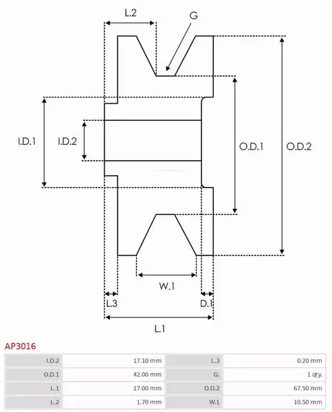 AS-PL KOŁO PASOWE ALTERNATORA AP3016 