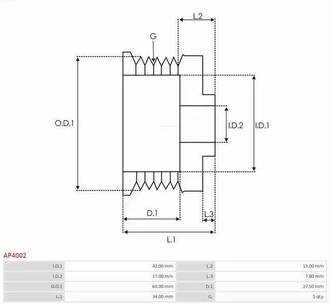 AS-PL KOŁO PASOWE ALTERNATORA AP4002 