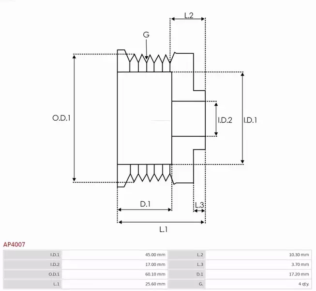 AS-PL KOŁO PASOWE ALTERNATORA AP4007 