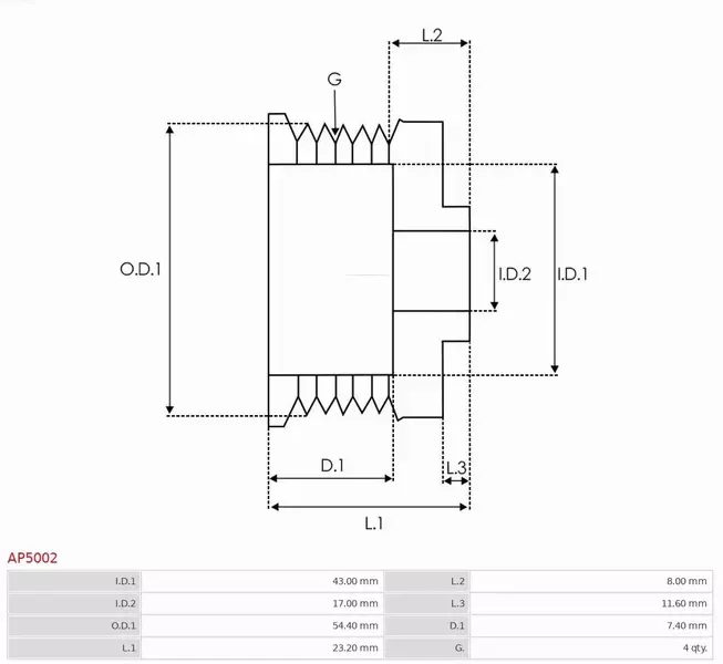 AS-PL KOŁO PASOWE ALTERNATORA AP5002 