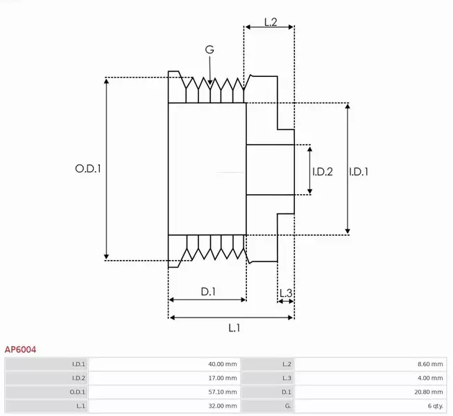 AS-PL KOŁO PASOWE ALTERNATORA AP6004 