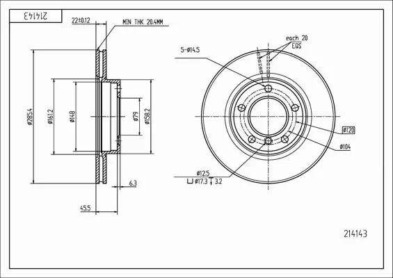 HART TARCZA HAMULCOWA 214 143 