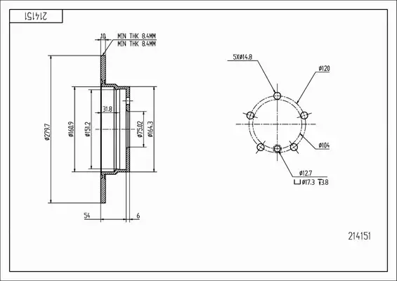 HART TARCZA HAMULCOWA 214 151 