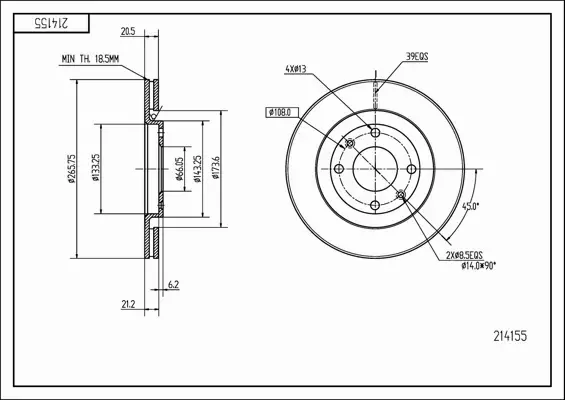 HART TARCZA HAMULCOWA 214 155 