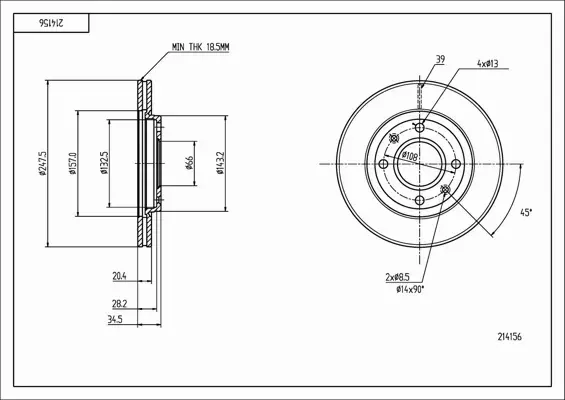 HART TARCZA HAMULCOWA 214 156 