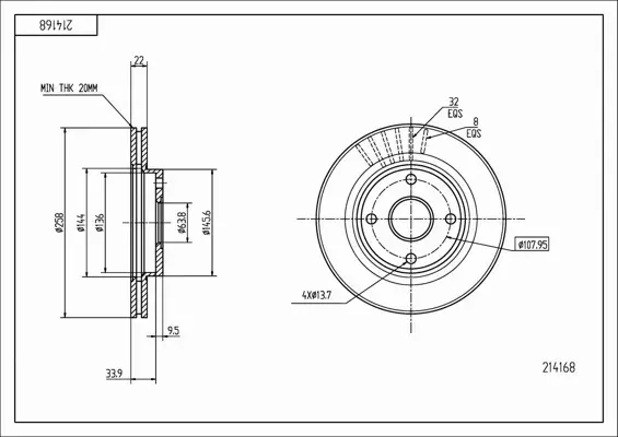 HART TARCZE+KLOCKI PRZÓD FORD FOCUS MK1 258MM 