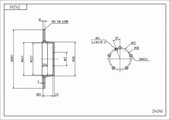 HART TARCZA HAMULCOWA 214 240 