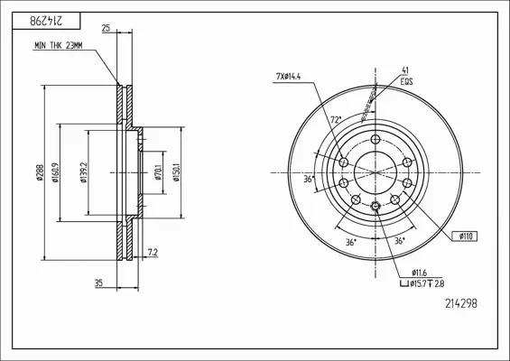 HART TARCZA HAMULCOWA 214 298 