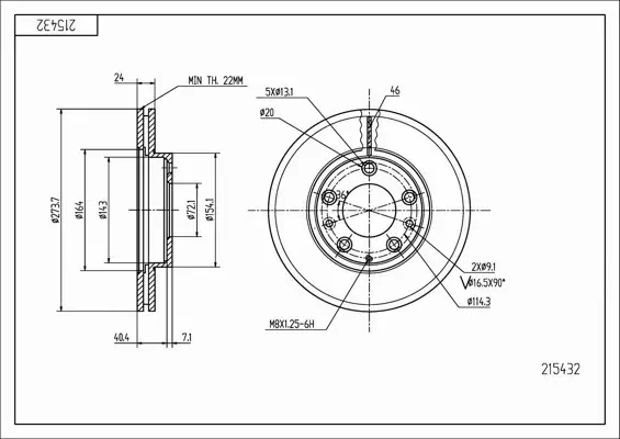 HART TARCZA HAMULCOWA 215 432 