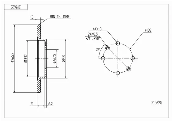 HART TARCZA HAMULCOWA 215 620 