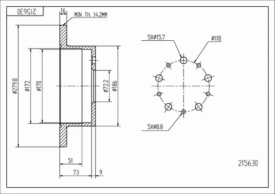 HART TARCZA HAMULCOWA 215 630 