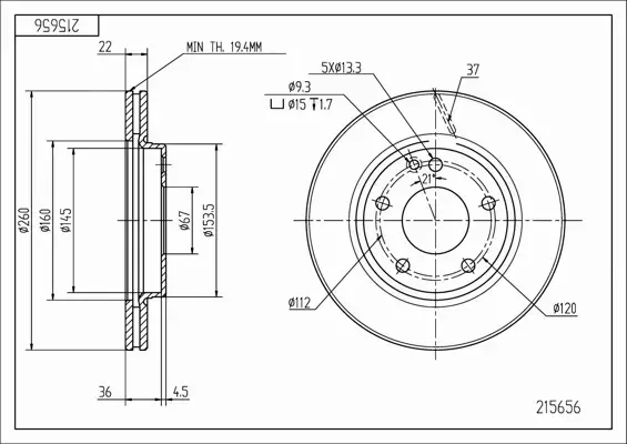 HART TARCZA HAMULCOWA 215 656 