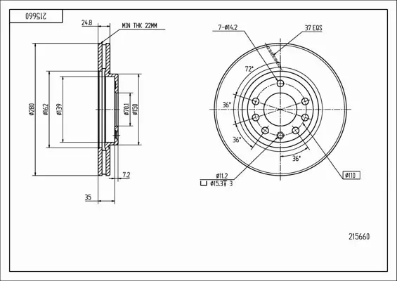 HART TARCZA HAMULCOWA 215 660 