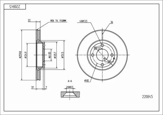 HART TARCZA HAMULCOWA 220 845 