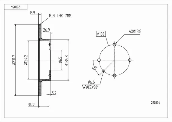 HART TARCZA HAMULCOWA 220 854 