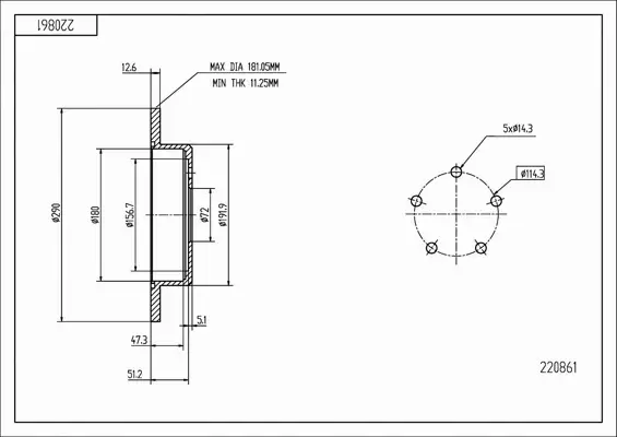 HART TARCZA HAMULCOWA 220 861 