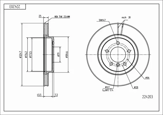 HART TARCZA HAMULCOWA 224 203 