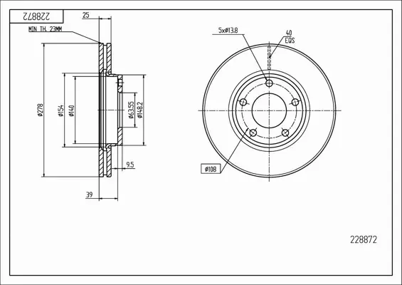 HART TARCZE+KLOCKI PRZÓD FOCUS MK2 C-MAX V50 S40 C30 278MM 