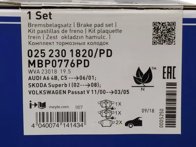 MEYLE TARCZE+KLOCKI PRZÓD AUDI A4 B5 B6 B7 288MM 