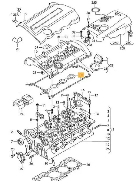 OE VAG USZCZELKA POKRYWY ZAWORÓW AUDI A3 8L 1.8T