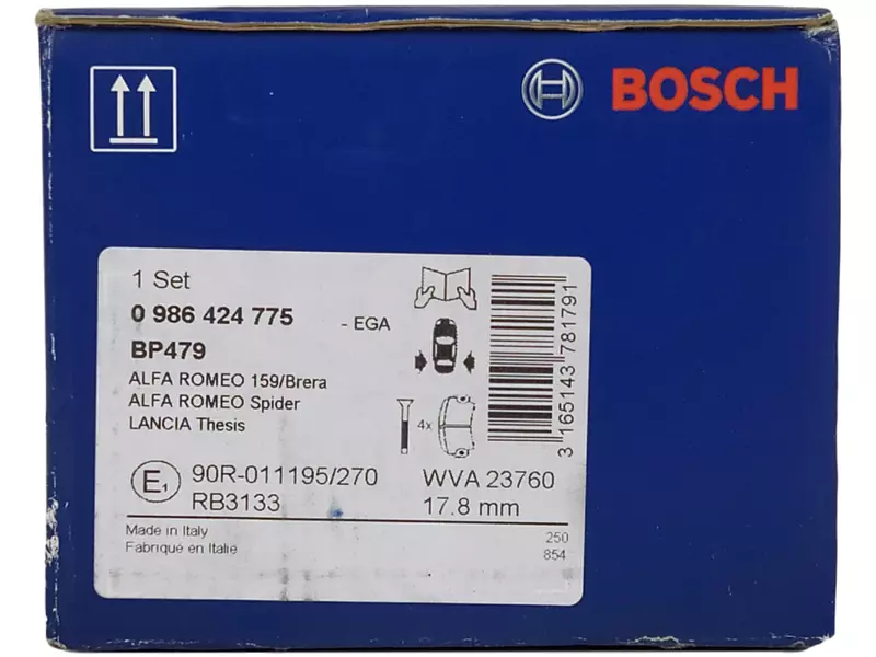 BOSCH TARCZE+KLOCKI TYŁ ALFA ROMEO 159 278MM 