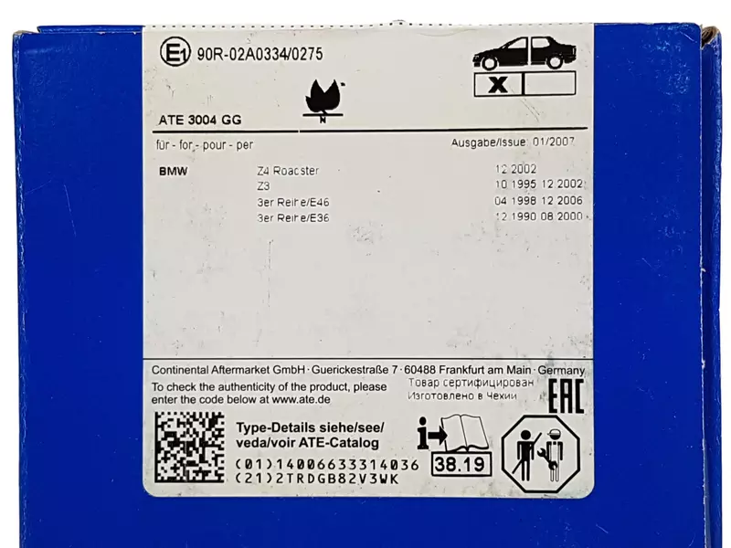 ATE TARCZE + ATE KLOCKI PRZÓD BMW E46 Z3 Z4 Przedn 