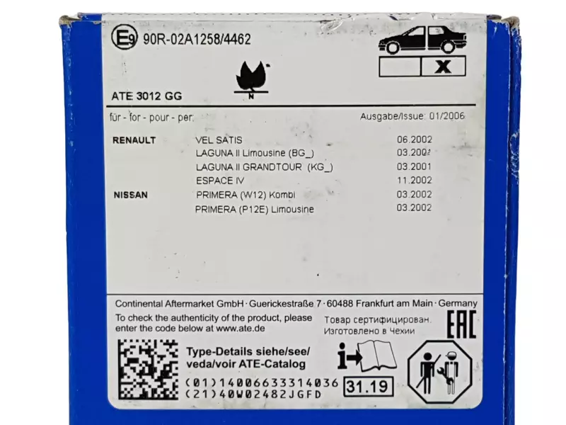 ATE TARCZE+KLOCKI PRZÓD+TYŁ RENAULT ESPACE IV VEL SATIS 324+300MM 