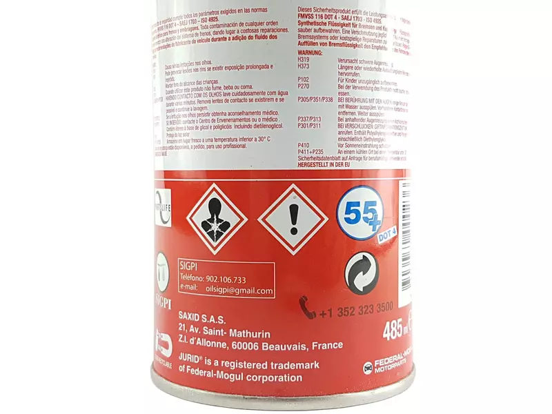 JURID BRAKE FLUID 55+ PŁYN HAMULCOWY DOT 4 485ML 