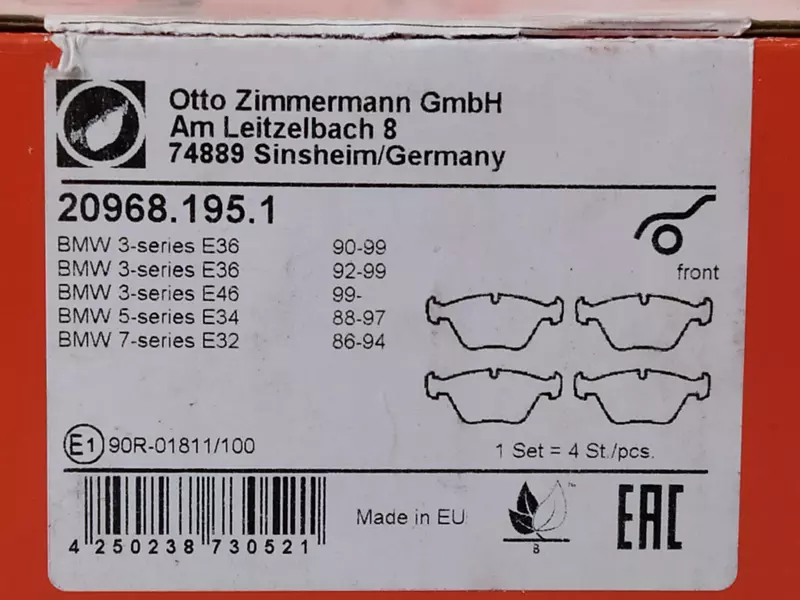 ZIMMERMANN TARCZE+KLOCKI PRZÓD BMW 5 E34 302MM 