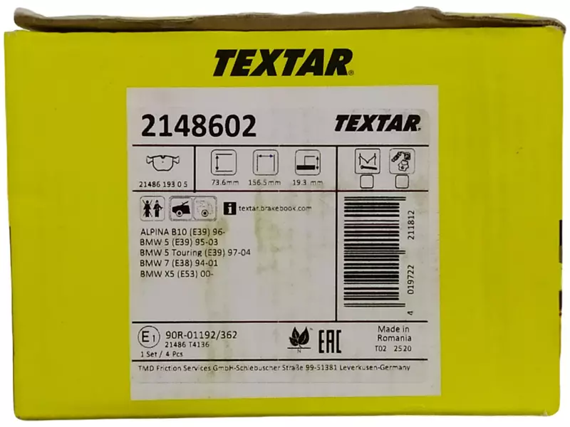 TEXTAR TARCZE+KLOCKI PRZÓD BMW 5 E39 324MM 