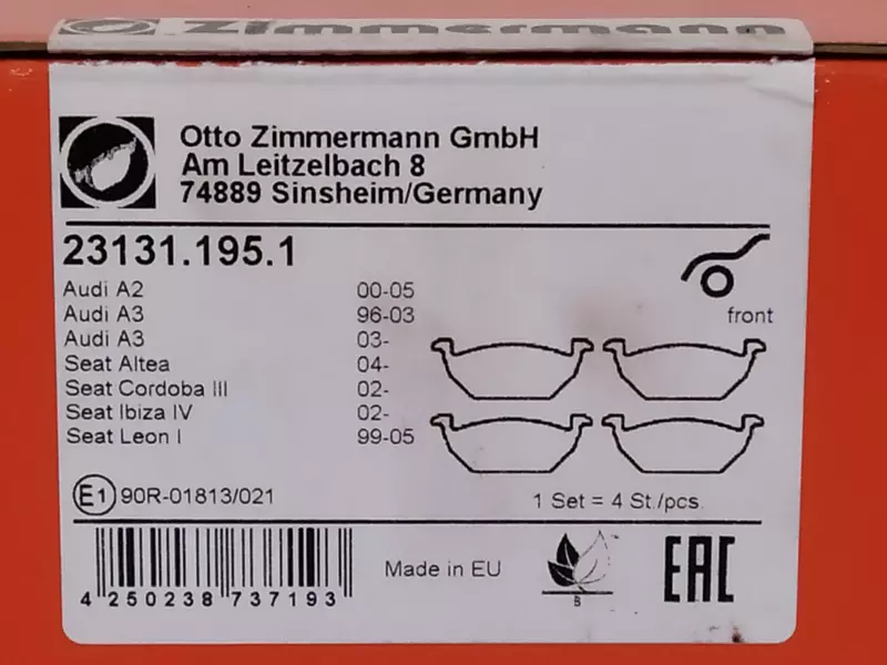 ZIMMERMANN TARCZE+KLOCKI P+T AUDI A3 8L1 280MM 